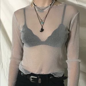 Brandy Melville White Sheer Long Sleeve Top